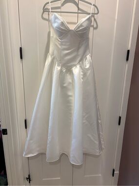 White Satin wedding reception or elopement Dress strapless